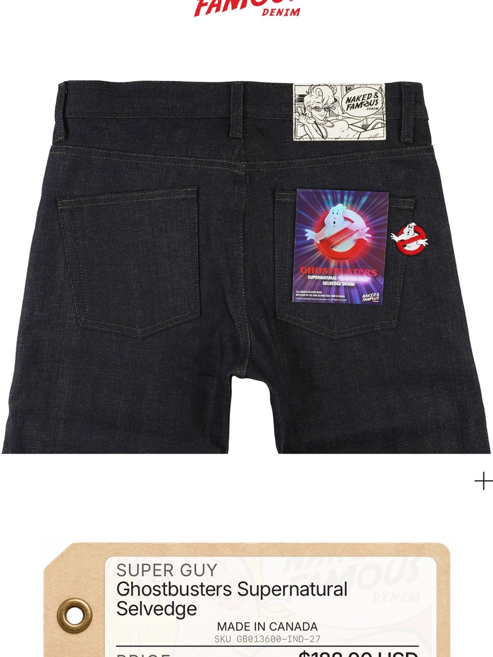 Naked & Famous Denim Black Ghostbusters Selvedge Jean Shorts